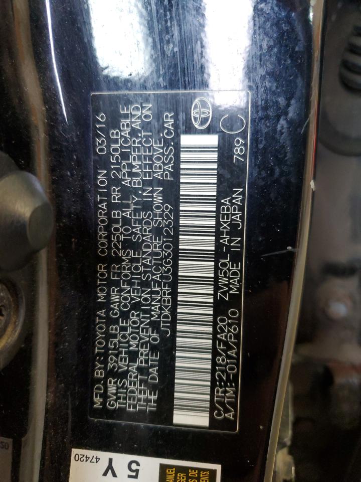 JTDKBRFU3G3012329 2016 Toyota Prius