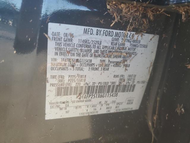 2006 Ford Five Hundred Limited VIN: 1FAFP251X6G115438 Lot: 60838224