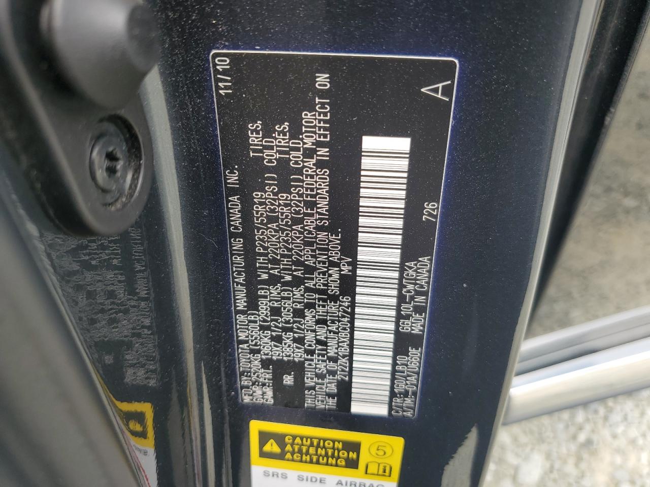 2T2ZK1BAXBC047246 2011 Lexus Rx 350