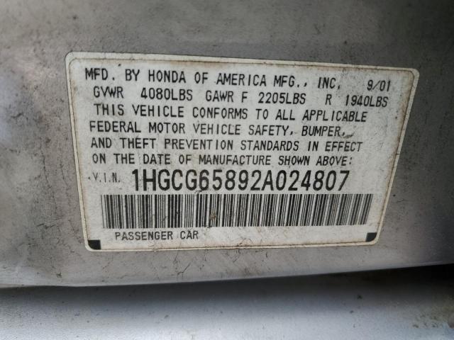 1HGCG65892A024807 2002 Honda Accord Ex