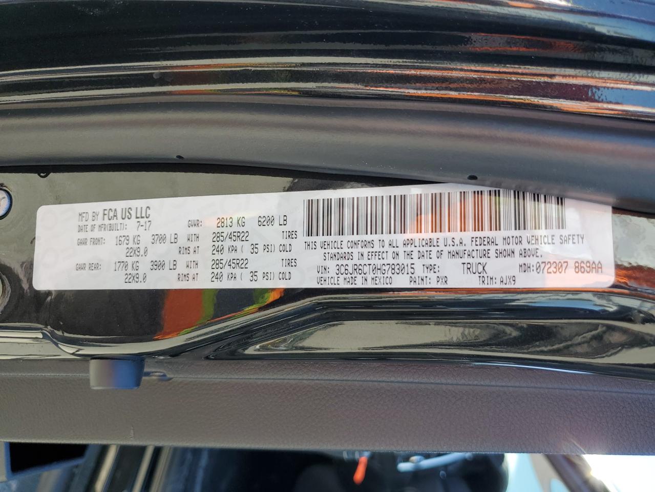 3C6JR6CT0HG783015 2017 Ram 1500 Sport