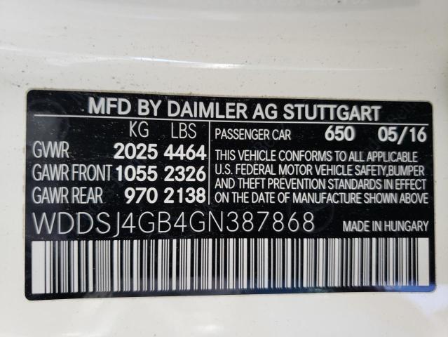 WDDSJ4GB4GN387868 2016 Mercedes-Benz Cla 250 4Matic