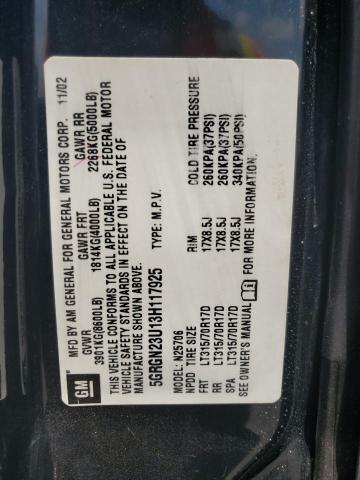 2003 Hummer H2 VIN: 5GRGN23U13H117925 Lot: 59619454