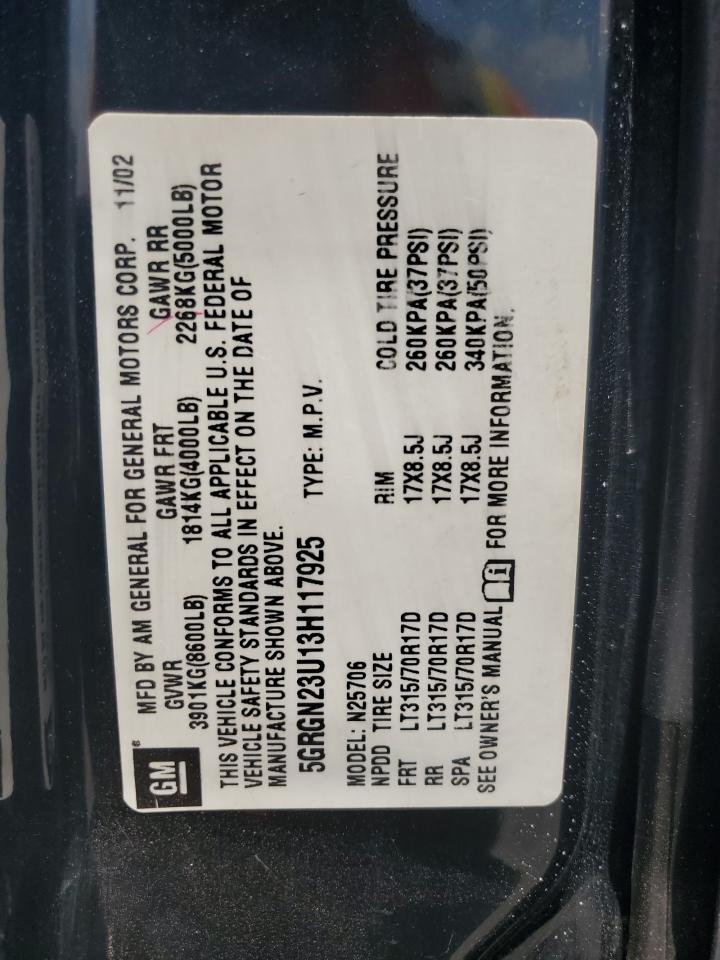 5GRGN23U13H117925 2003 Hummer H2