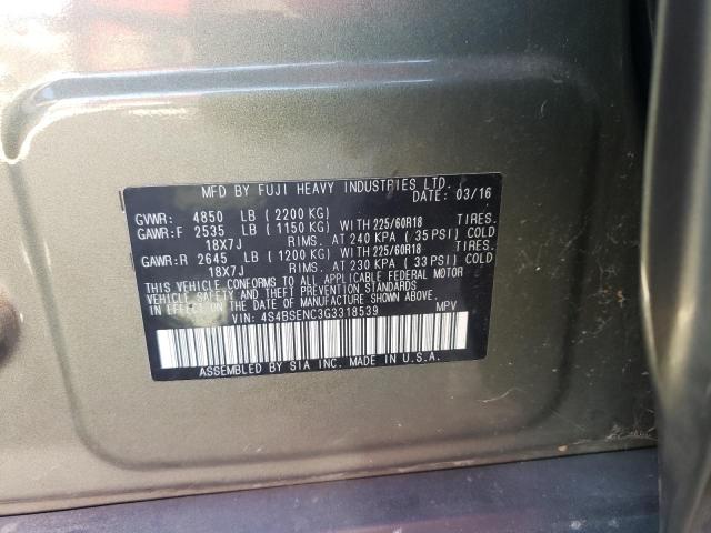 2016 Subaru Outback 3.6R Limited VIN: 4S4BSENC3G3318539 Lot: 57874224