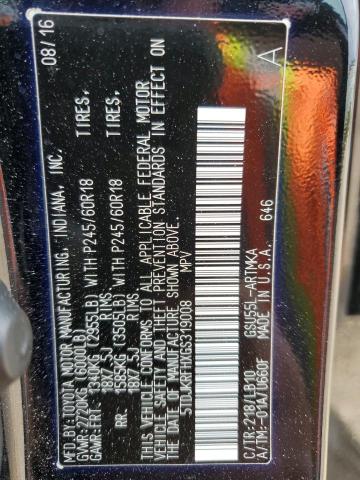 2016 Toyota Highlander Xle VIN: 5TDJKRFHXGS319008 Lot: 56666144