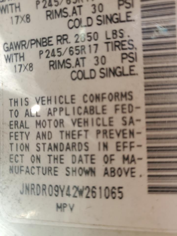 JNRDR09Y42W261065 2002 Infiniti Qx4