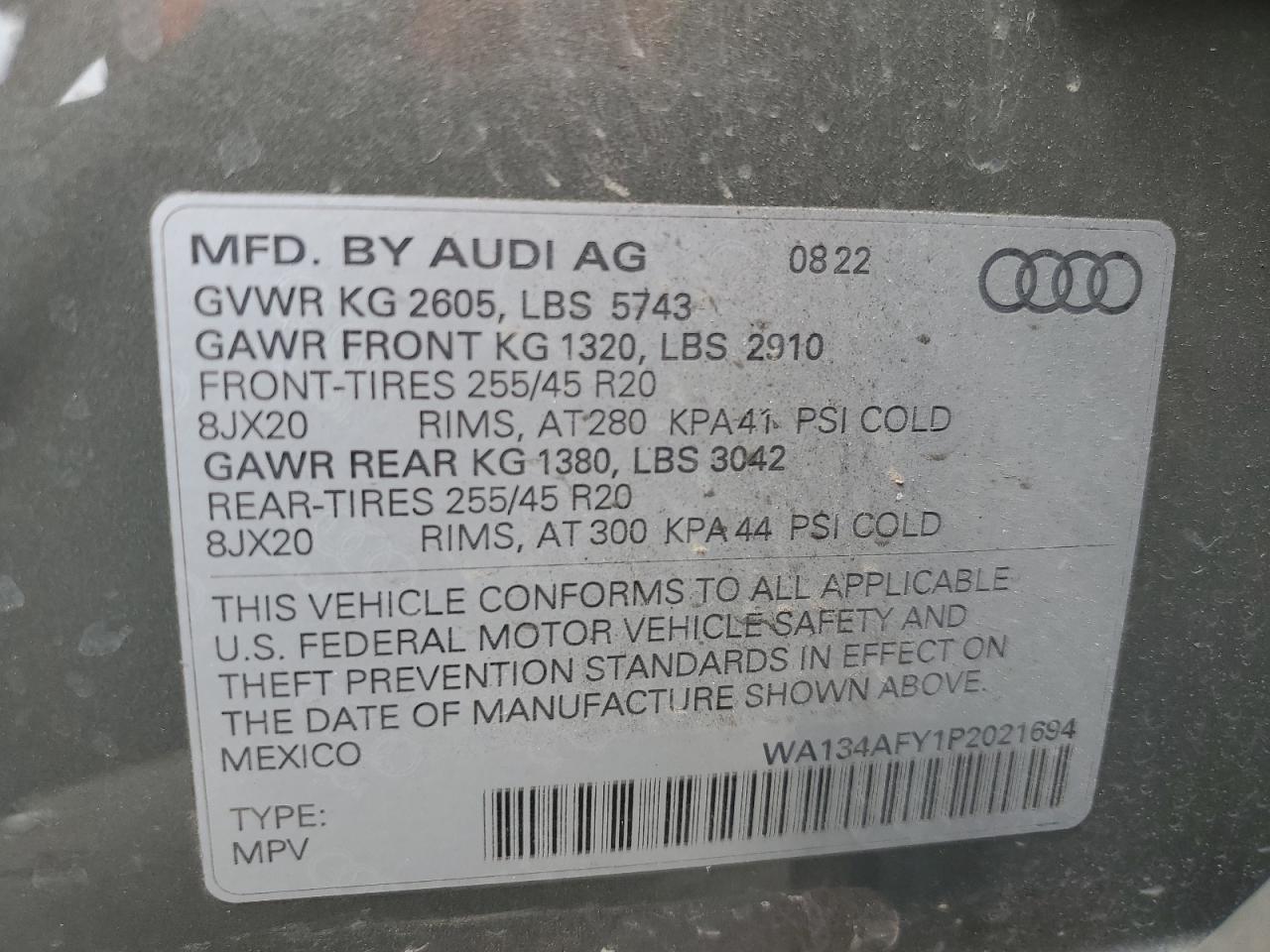 WA134AFY1P2021694 2023 Audi Sq5 Sportback Prestige