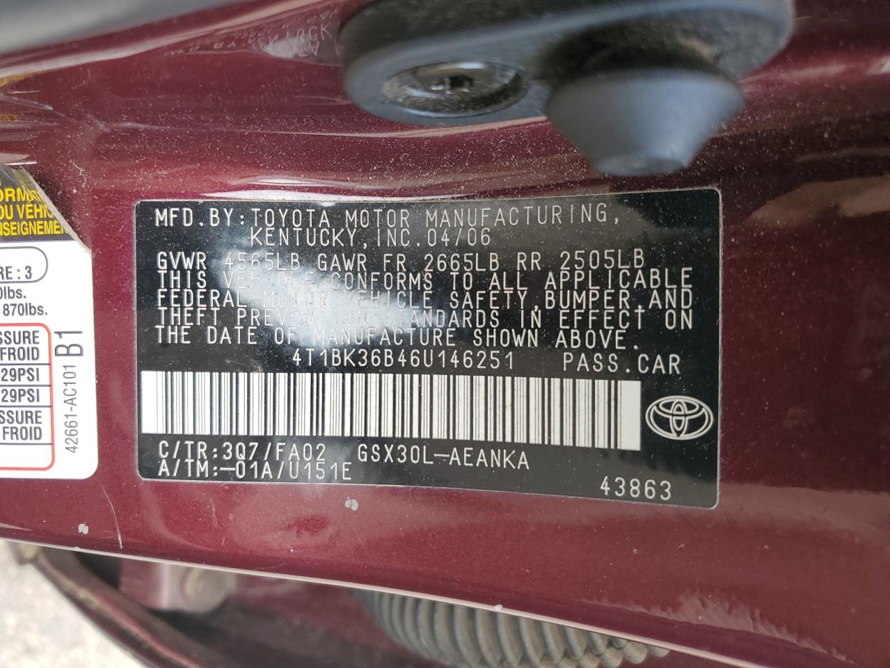 4T1BK36B46U146251 2006 Toyota Avalon Xl