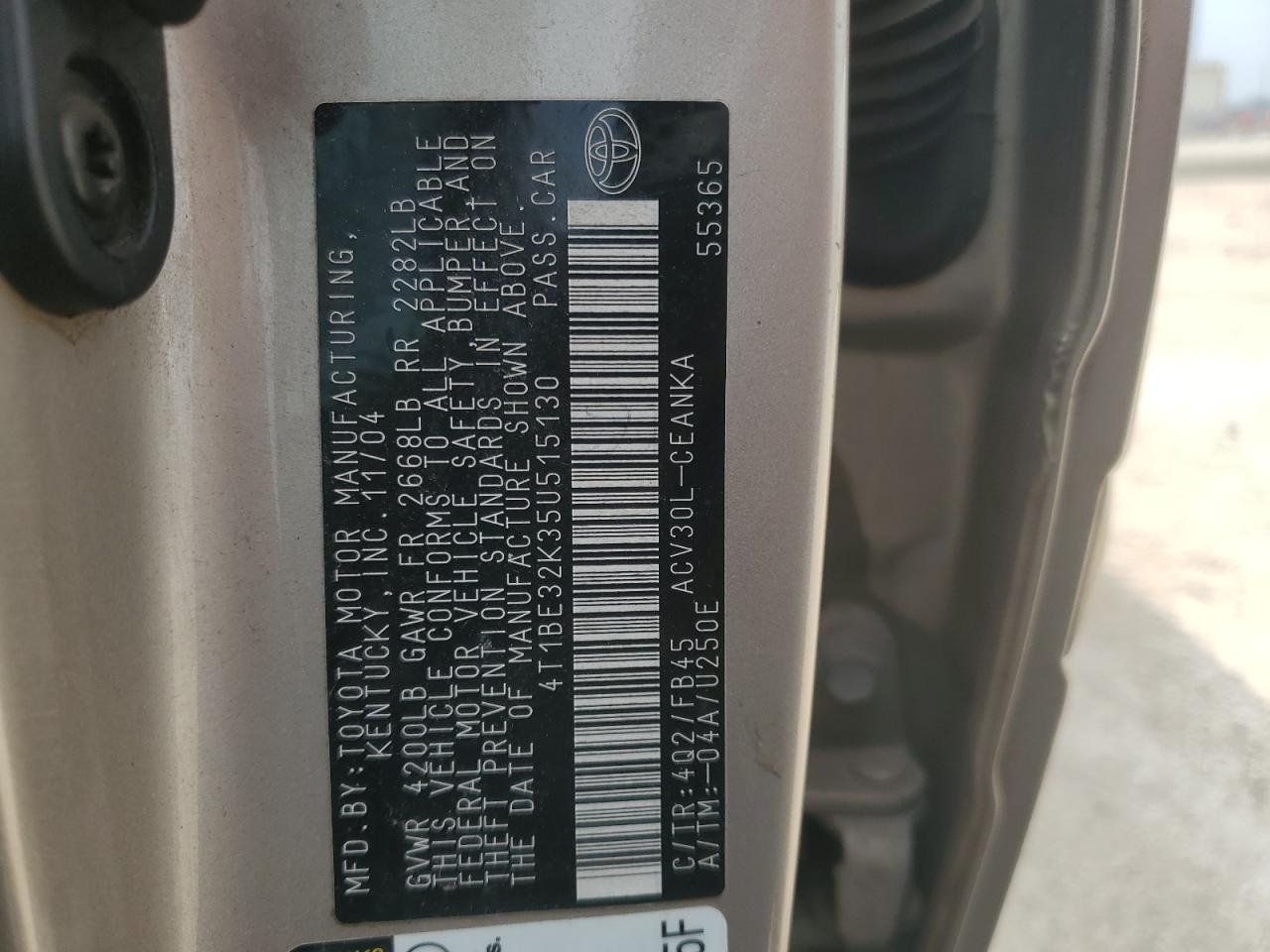 4T1BE32K35U515130 2005 Toyota Camry Le