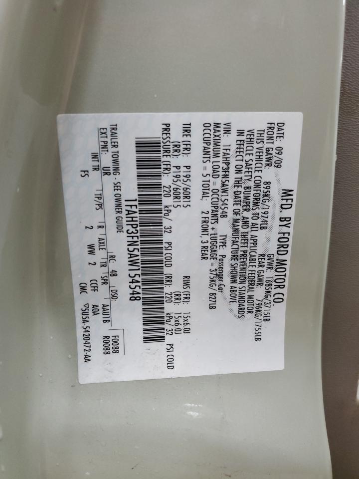 1FAHP3FN5AW154548 2010 Ford Focus Se