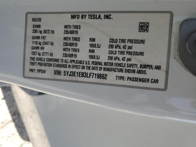 2020 Tesla Model 3 VIN: 5YJ3E1EB3LF719862 Lot: 59414134