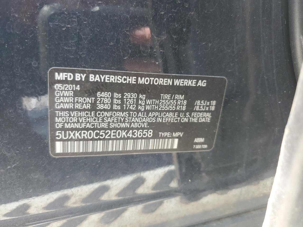 5UXKR0C52E0K43658 2014 BMW X5 xDrive35I