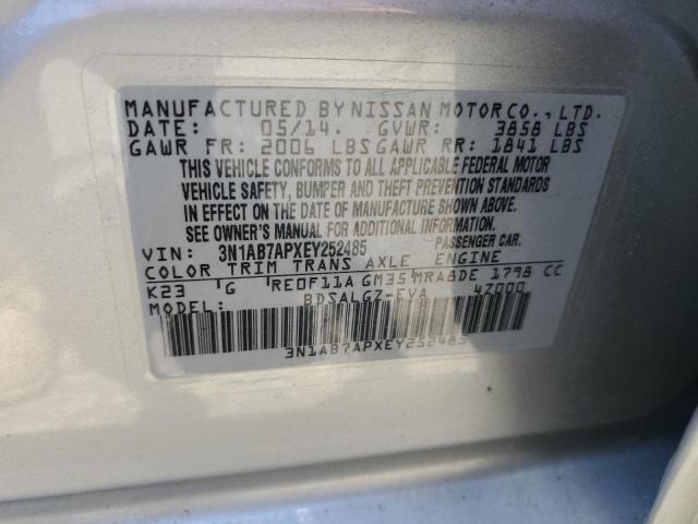 2014 Nissan Sentra S VIN: 3N1AB7APXEY252485 Lot: 60777464