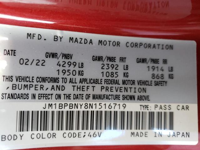 2022 Mazda 3 Premium Plus VIN: JM1BPBNY8N1516719 Lot: 57427754