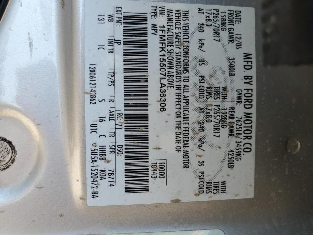 2007 Ford Expedition El Xlt VIN: 1FMFK15507LA36306 Lot: 58463404