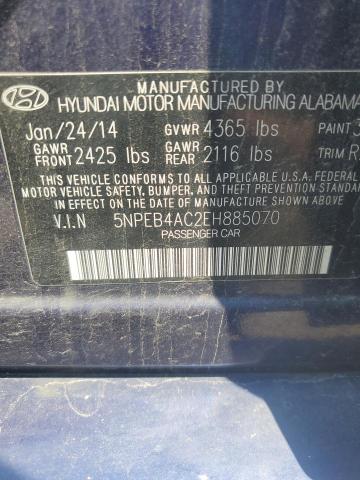 2014 Hyundai Sonata Gls VIN: 5NPEB4AC2EH885070 Lot: 59883744