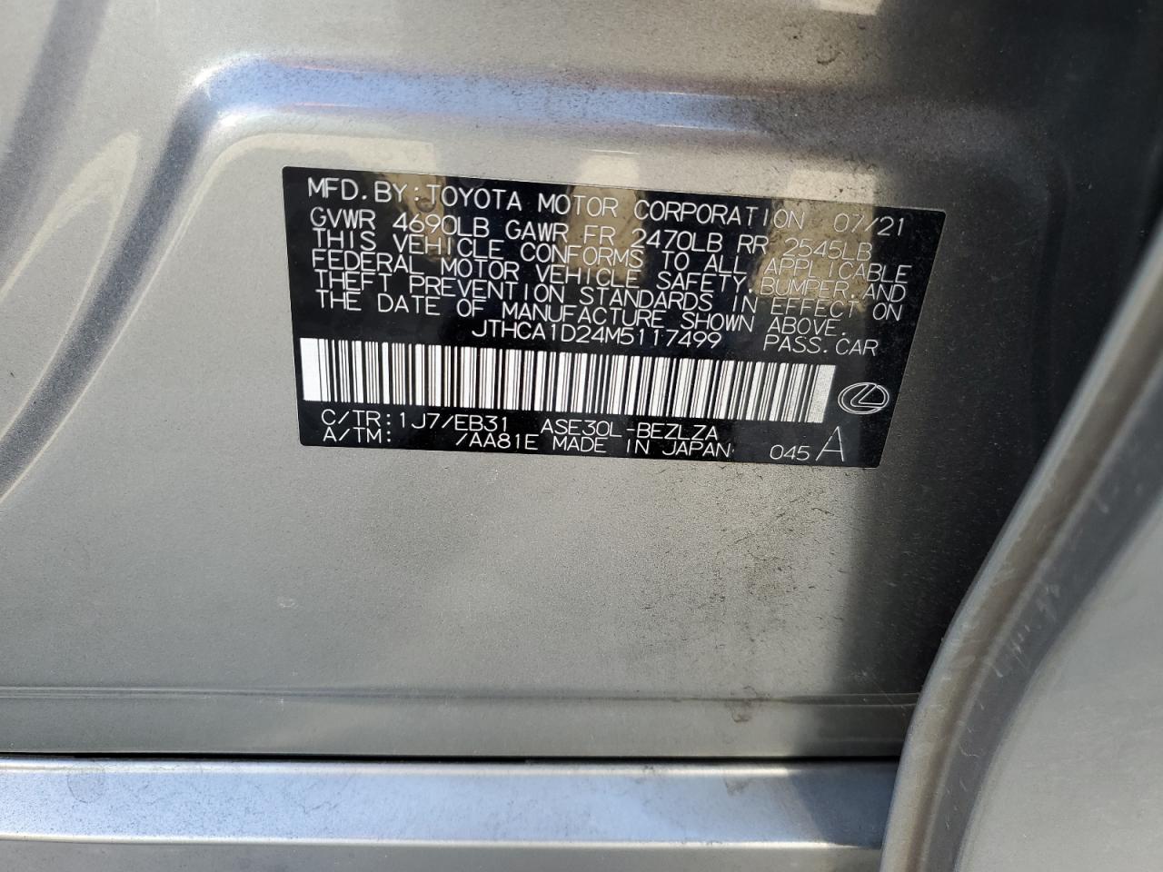 JTHCA1D24M5117499 2021 Lexus Is 300