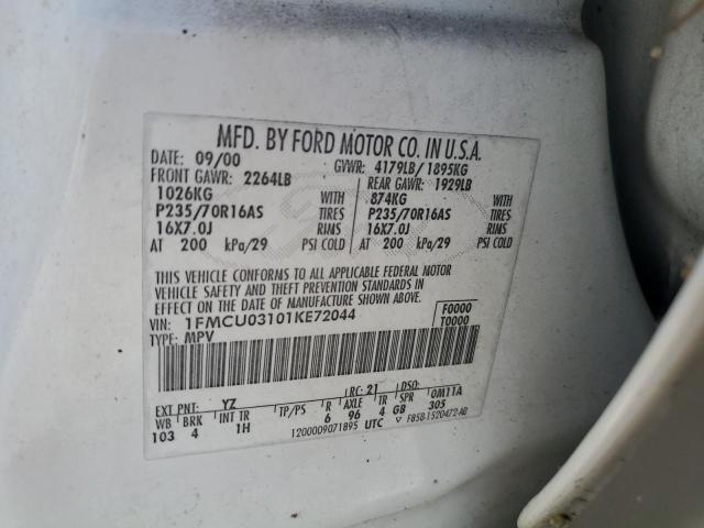 2001 Ford Escape Xlt VIN: 1FMCU03101KE72044 Lot: 60449174