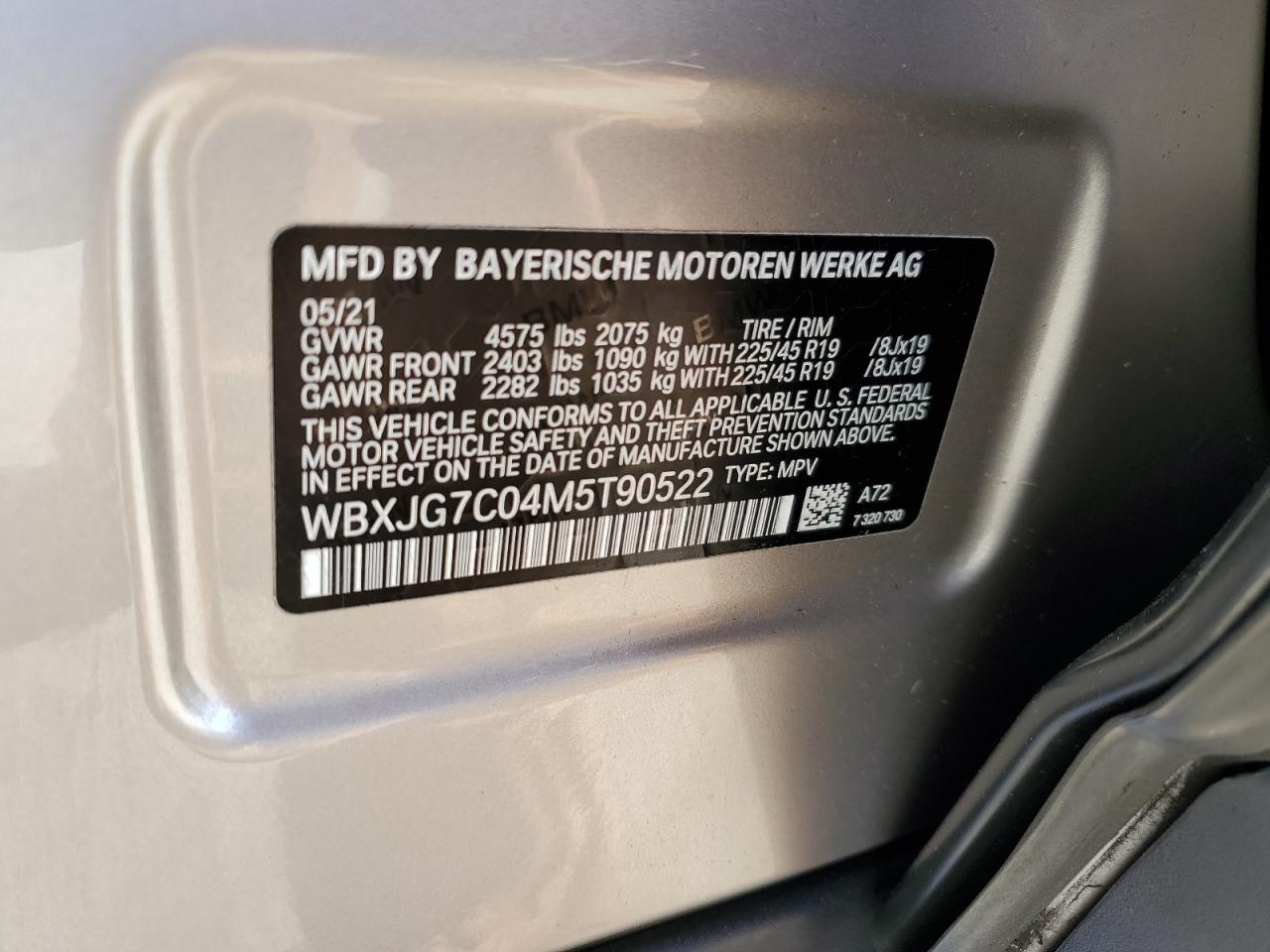 WBXJG7C04M5T90522 2021 BMW X1 Sdrive28I