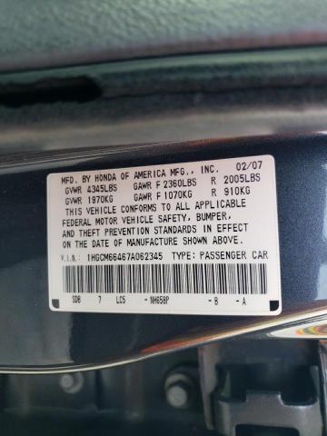 1HGCM66467A062345 2007 Honda Accord Se