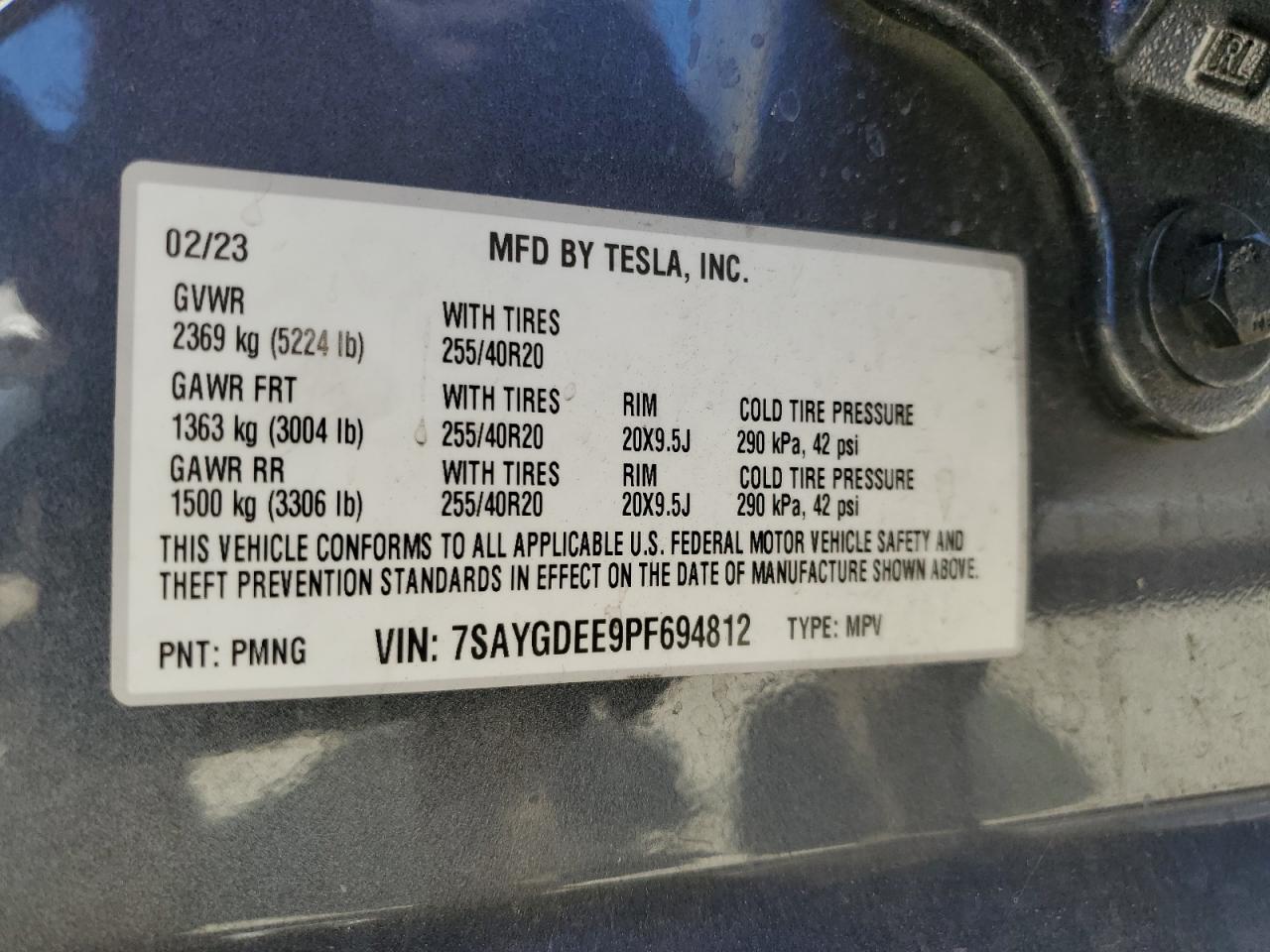 7SAYGDEE9PF694812 2023 Tesla Model Y