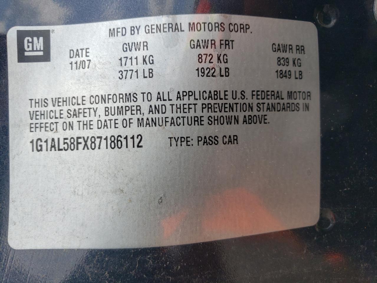 1G1AL58FX87186112 2008 Chevrolet Cobalt Lt
