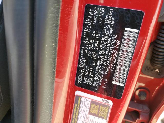 2022 Hyundai Elantra Sel VIN: KMHLS4AG7NU370433 Lot: 58756734