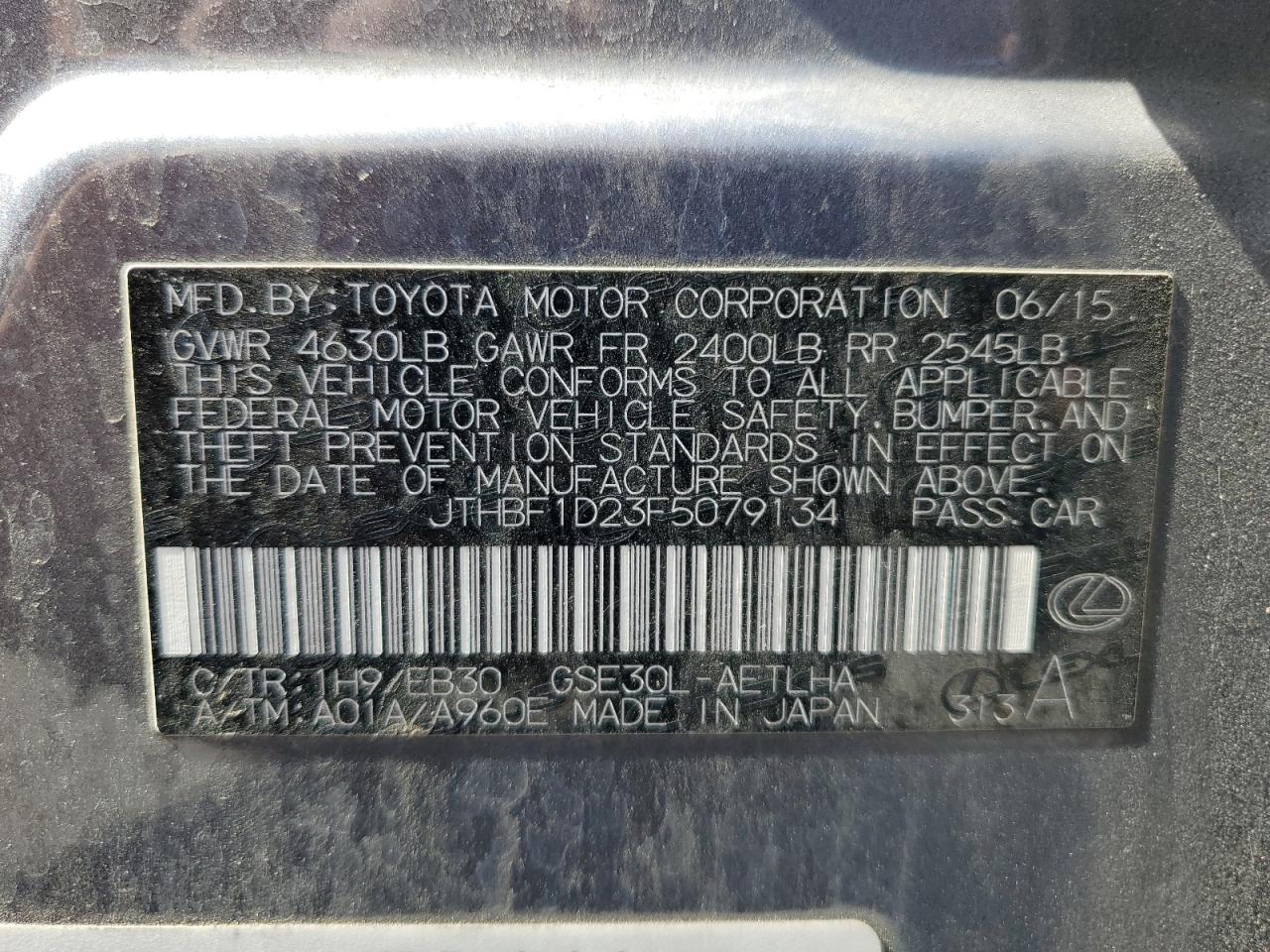 JTHBF1D23F5079134 2015 Lexus Is 250