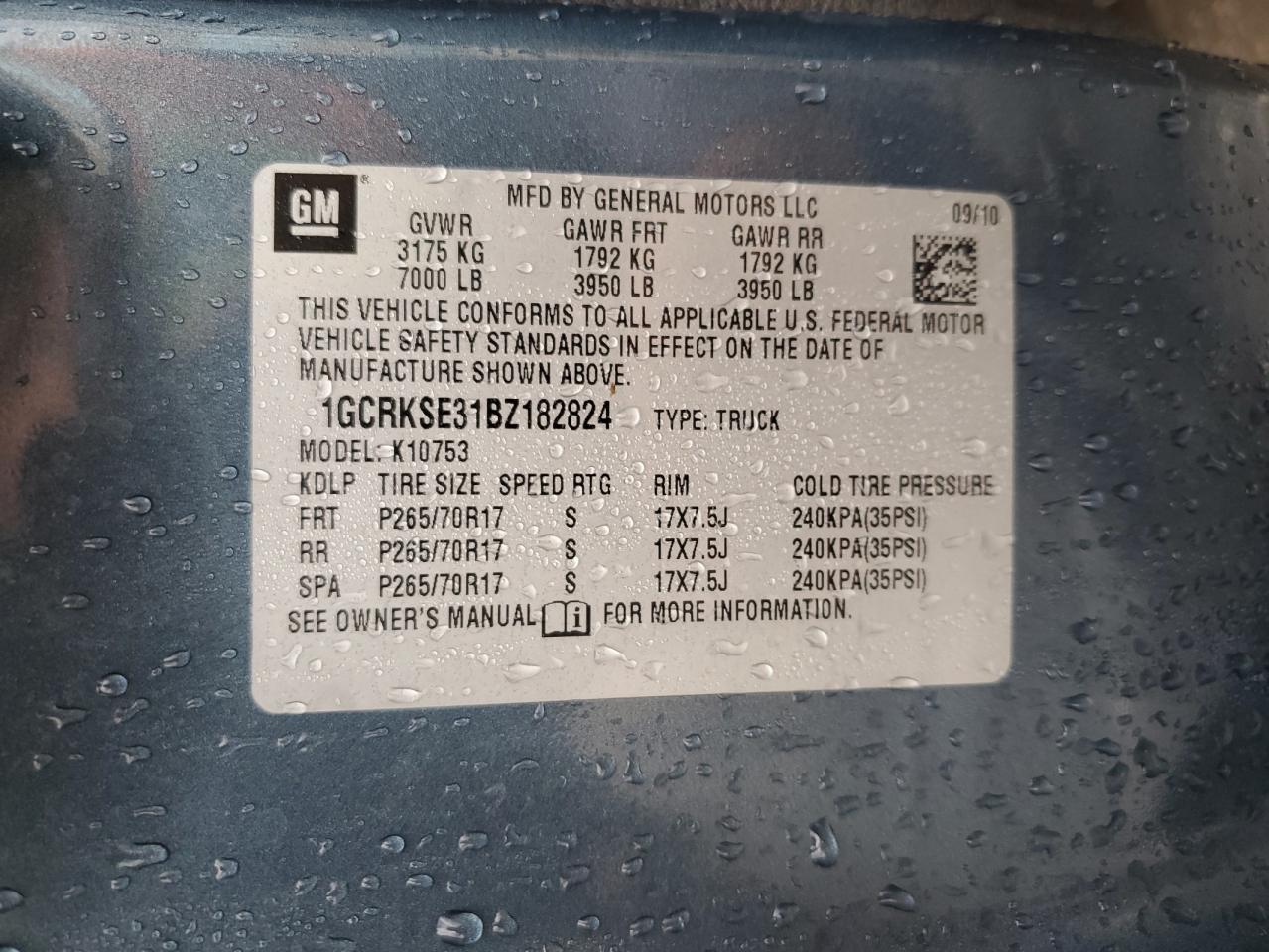 1GCRKSE31BZ182824 2011 Chevrolet Silverado K1500 Lt