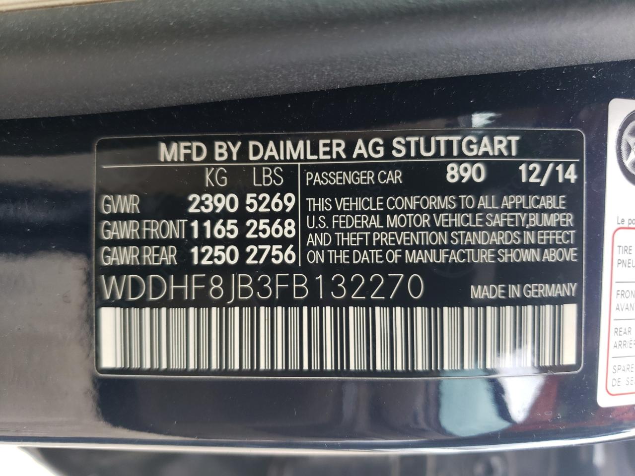 WDDHF8JB3FB132270 2015 Mercedes-Benz E 350 4Matic