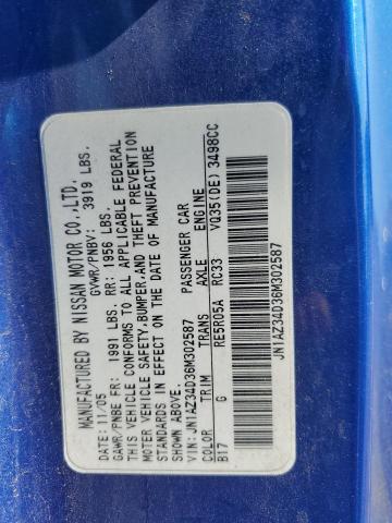 2006 Nissan 350Z Coupe VIN: JN1AZ34D36M302587 Lot: 58789644