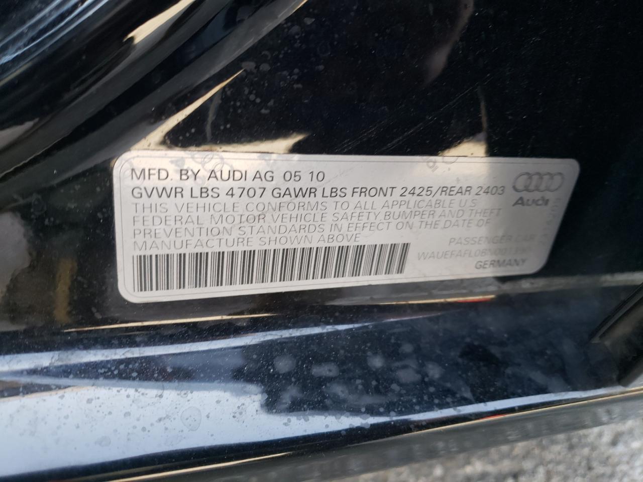 WAUEFAFL0BN001390 2011 Audi A4 Premium Plus