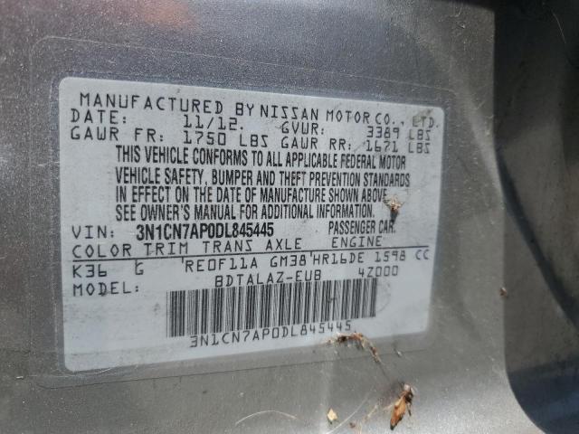 2013 Nissan Versa S VIN: 3N1CN7AP0DL845445 Lot: 59710954