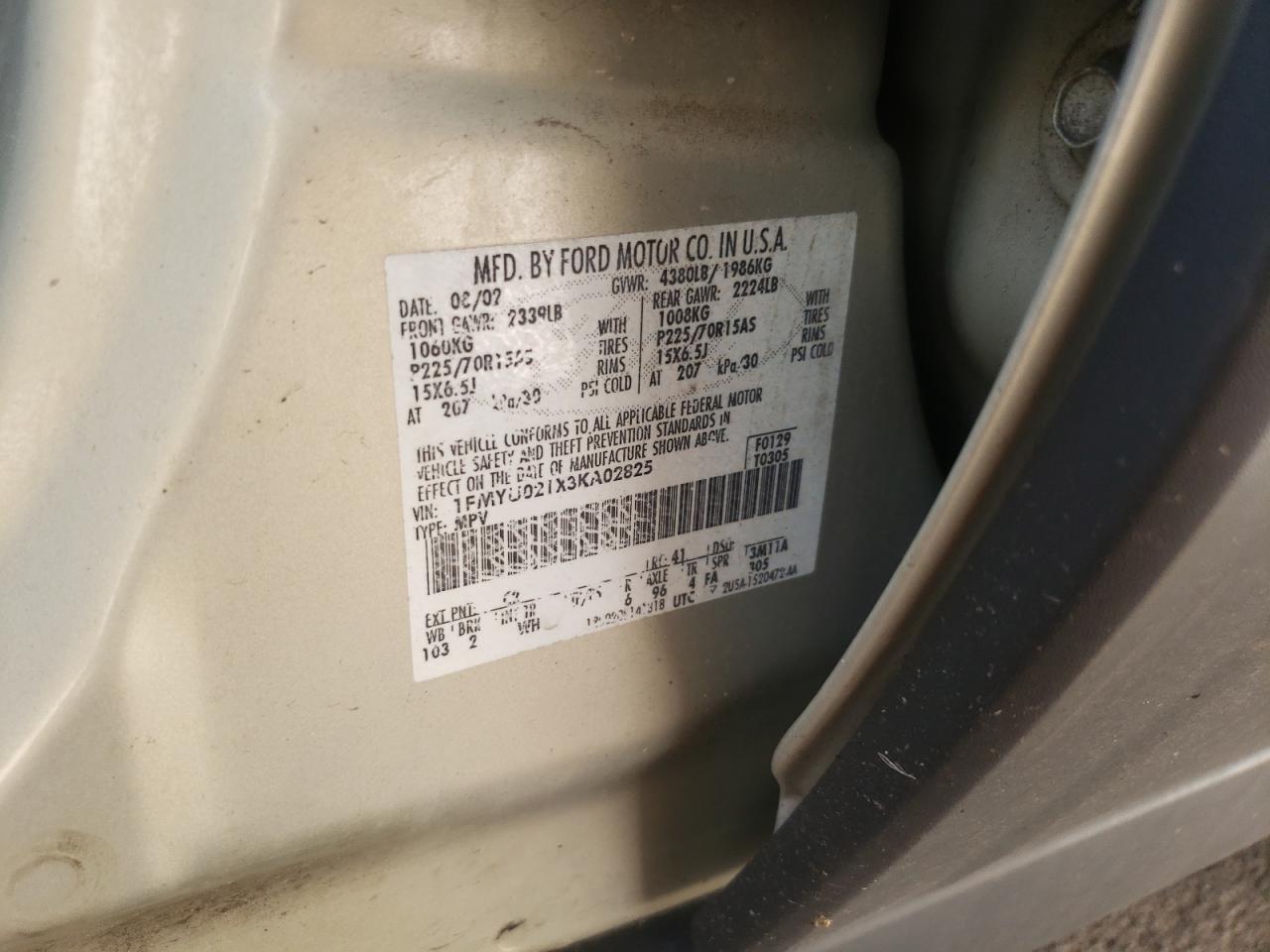 1FMYU021X3KA02825 2003 Ford Escape Xls