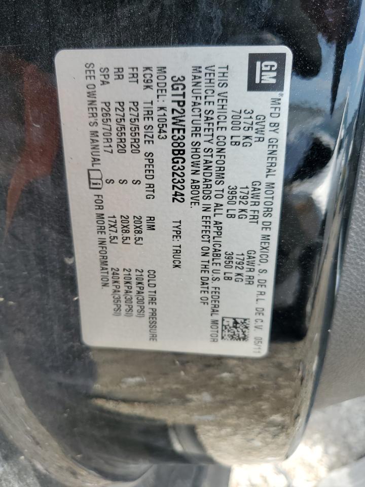 3GTP2WE38BG323242 2011 GMC Sierra K1500 Slt