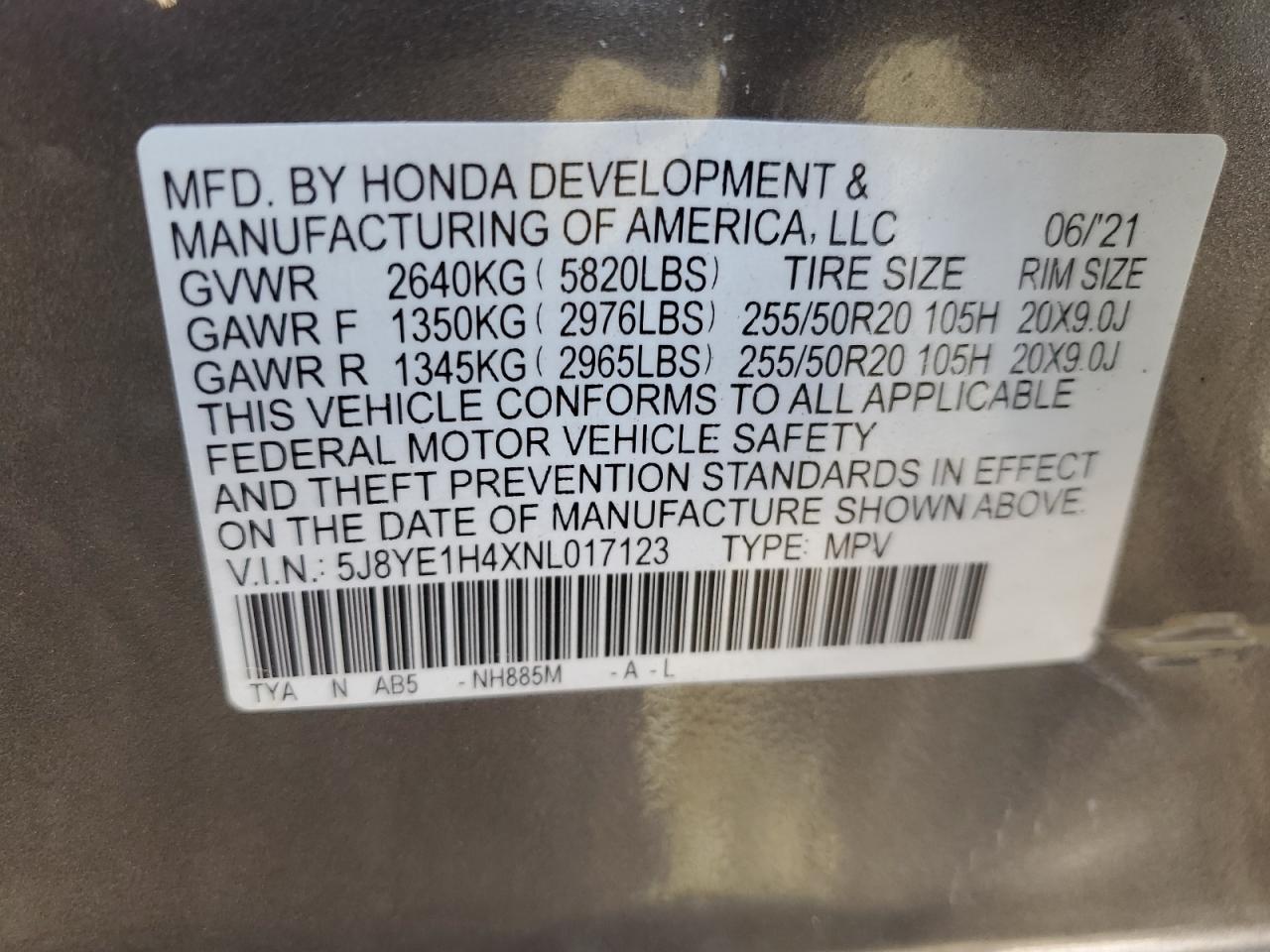 5J8YE1H4XNL017123 2022 Acura Mdx Technology