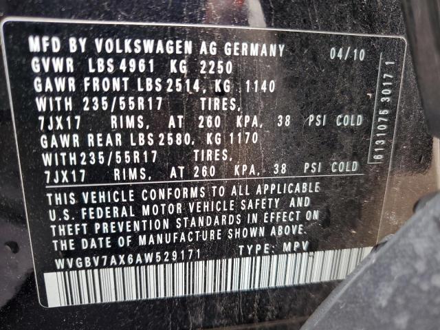 2010 Volkswagen Tiguan Se VIN: WVGBV7AX6AW529171 Lot: 60279644