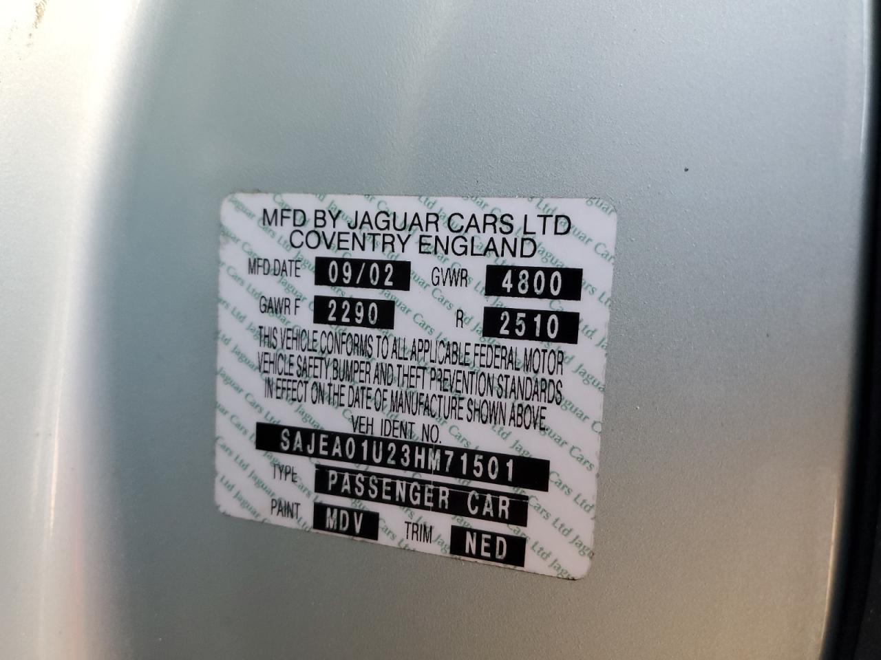 SAJEA01U23HM71501 2003 Jaguar S-Type