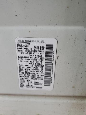 2009 Nissan Murano S VIN: JN8AZ18W59W210844 Lot: 57613644
