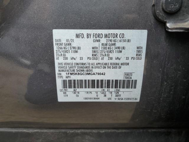 2021 Ford Explorer St VIN: 1FM5K8GC3MGA79042 Lot: 58016724