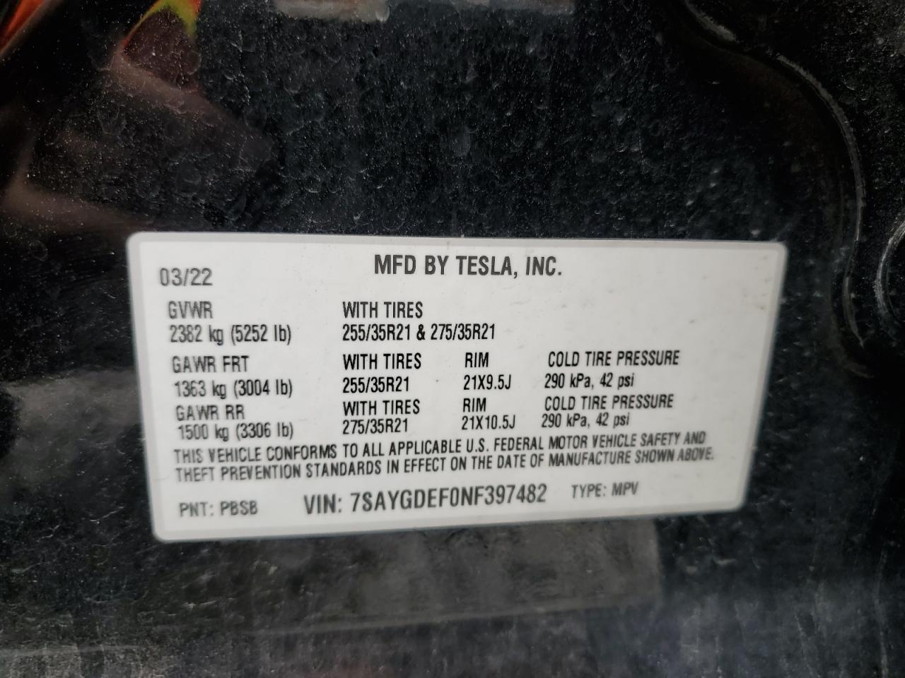 7SAYGDEF0NF397482 2022 Tesla Model Y