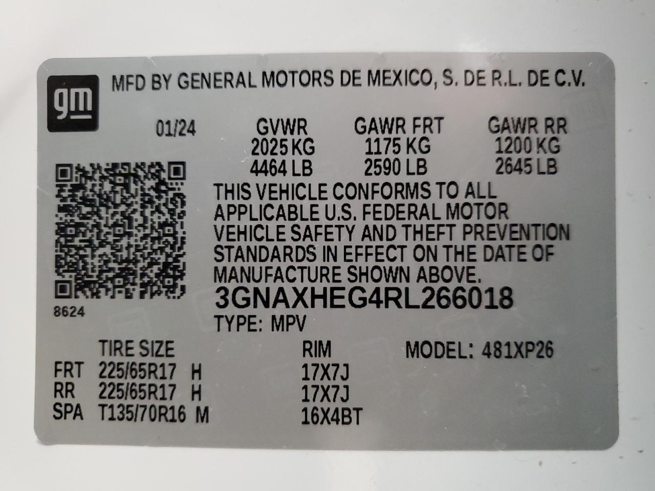 3GNAXHEG4RL266018 2024 Chevrolet Equinox Ls