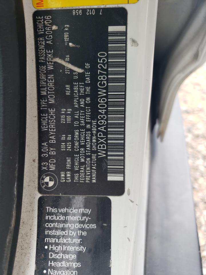 WBXPA93406WG87250 2006 BMW X3 3.0I