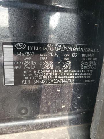 2022 Hyundai Santa Fe Sel VIN: 5NMS2DAJ5NH467102 Lot: 58834244