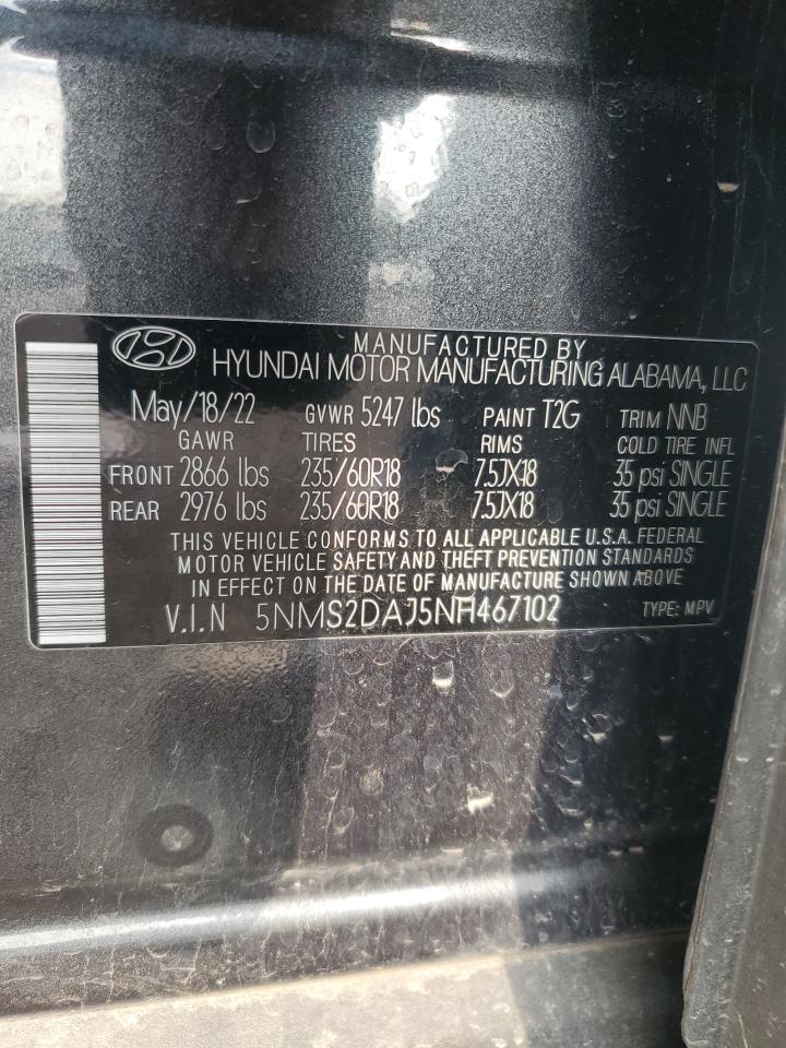 5NMS2DAJ5NH467102 2022 Hyundai Santa Fe Sel