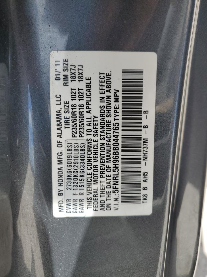 5FNRL5H96BB044765 2011 Honda Odyssey Touring