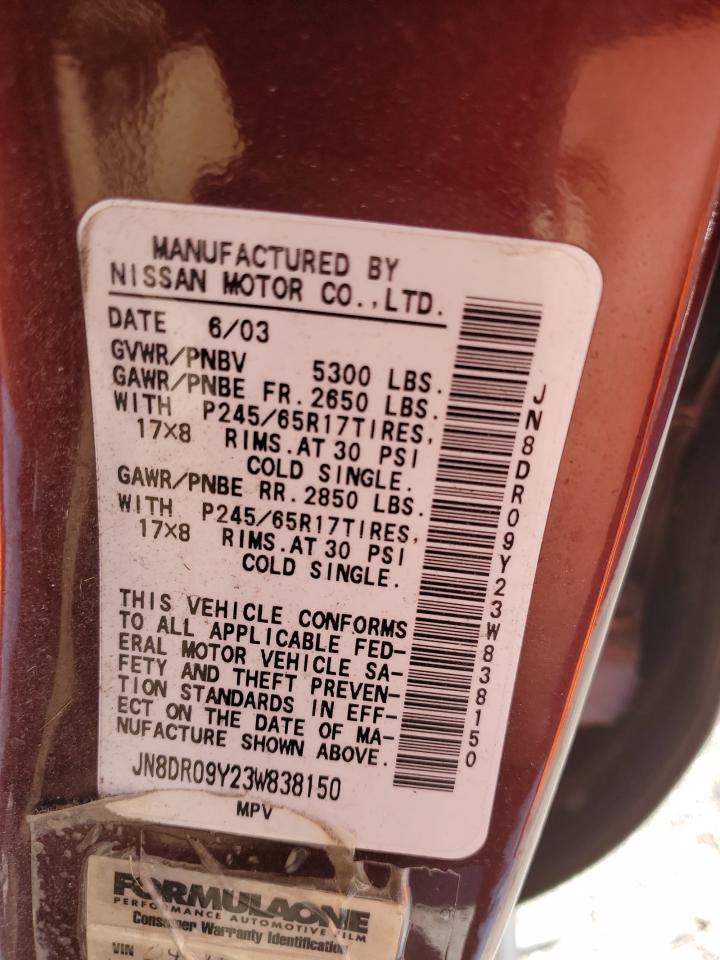 JN8DR09Y23W838150 2003 Nissan Pathfinder Le