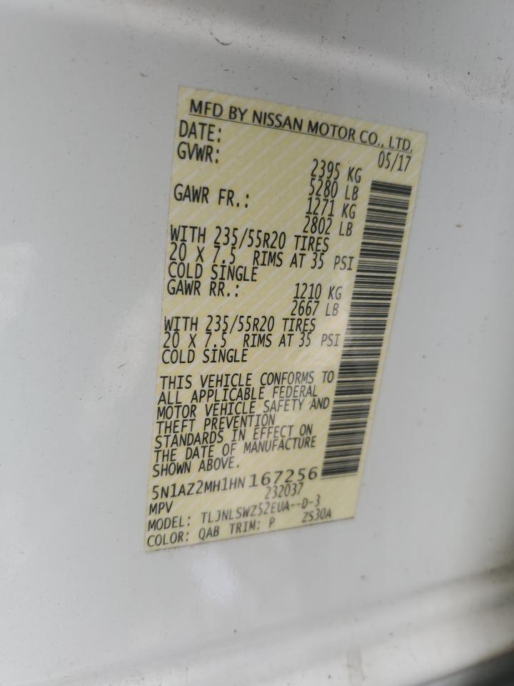 5N1AZ2MH1HN167256 2017 Nissan Murano S