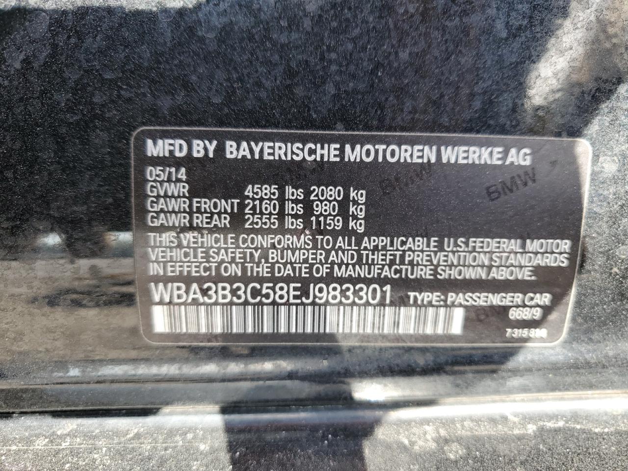 WBA3B3C58EJ983301 2014 BMW 328 Xi